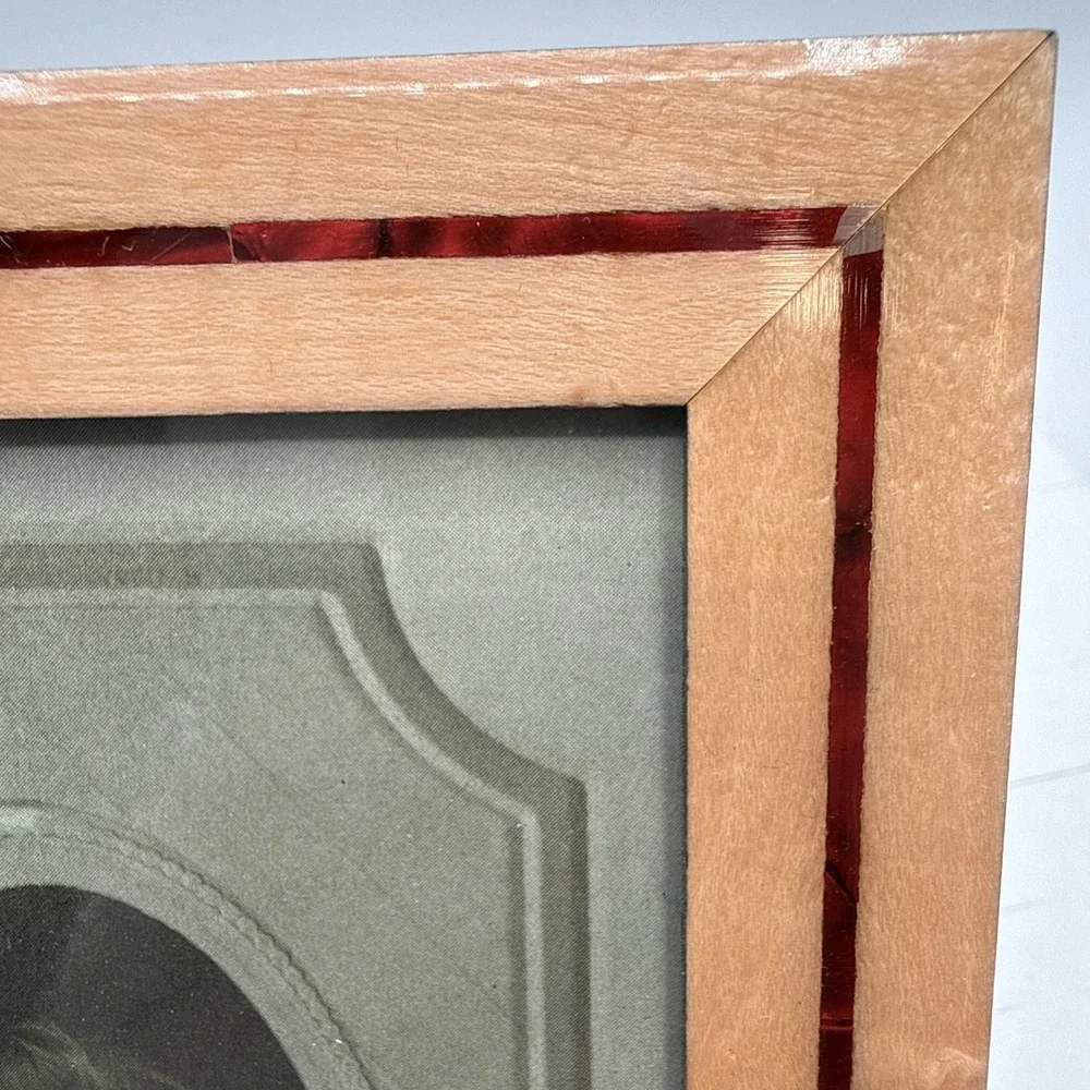 Vintage Birch Wood Red Tortoiseshell Inlay Easel Back Photo Frame 5
